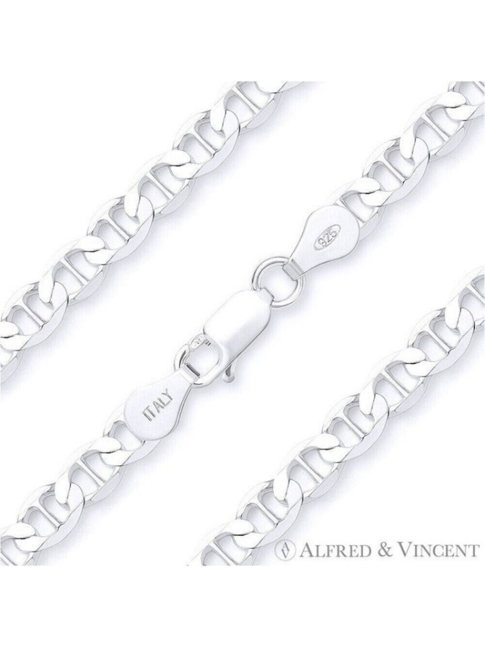 Marina / Mariner Link Italian Chain Anklet in Solid .925 Sterling Silver - 9"